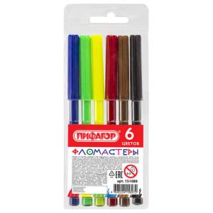 Фломастеры  6цв. Пифагор арт.151089 (Росси...